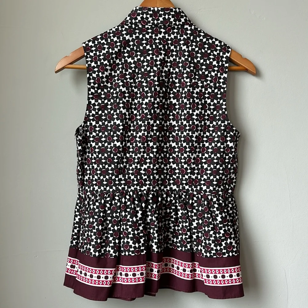 KATE SPADE NWT maroon and pink flower peplum sleeveless top size M - Picture 7 of 7